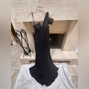 Betsy and Adam Gorgeous black one shoulder evening grown